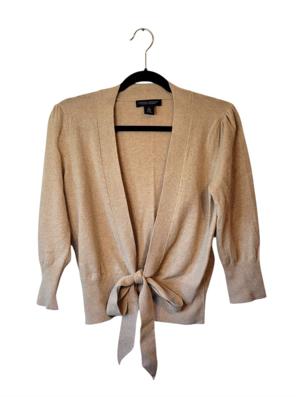 Banana Republic 100% Cashmere Camel Tie-Front Cardigan Size M